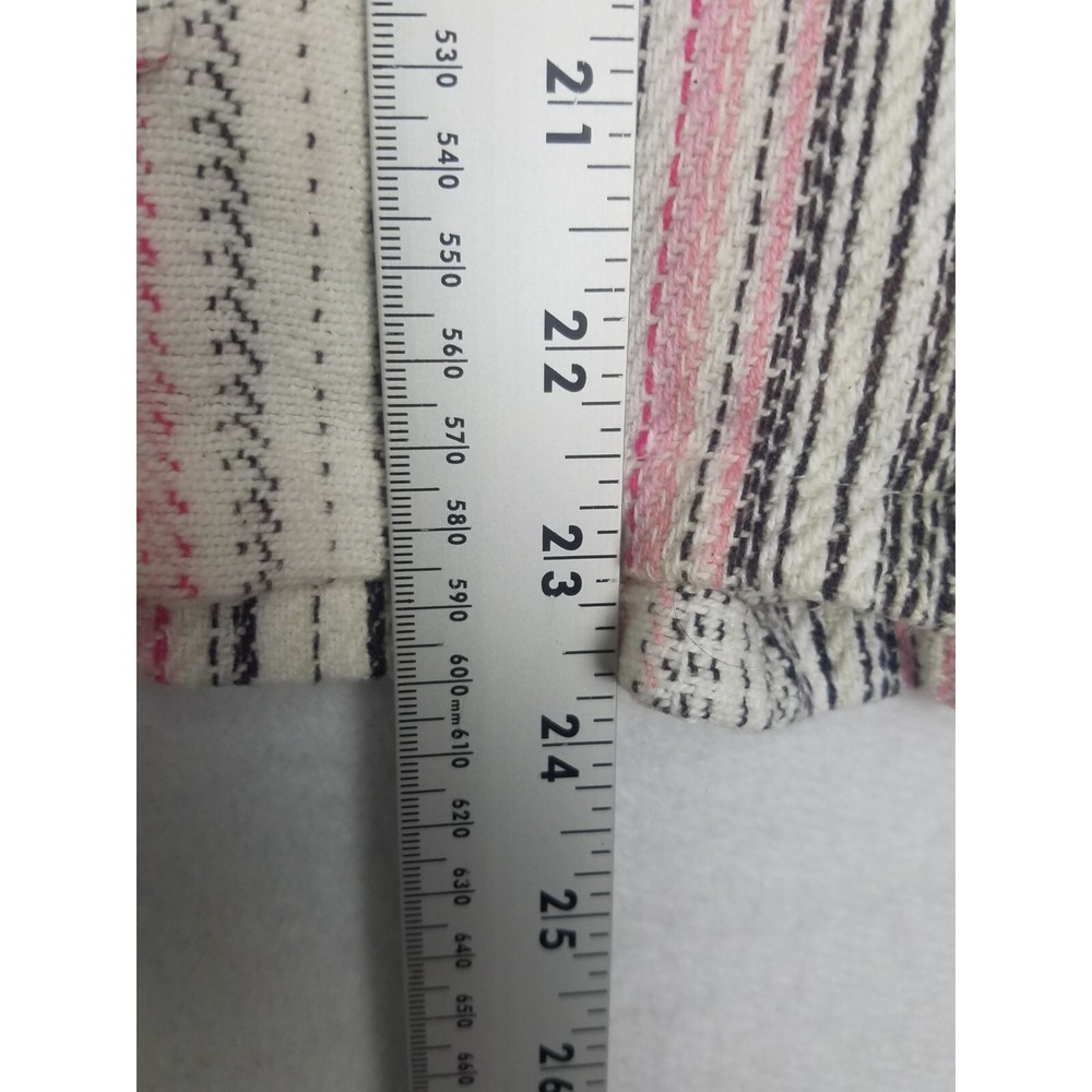 Beach By Exist SZ M White Cotton Aztec Tribal Boho Pattern Pullover Hoodie Strip - Picture 6 of 10